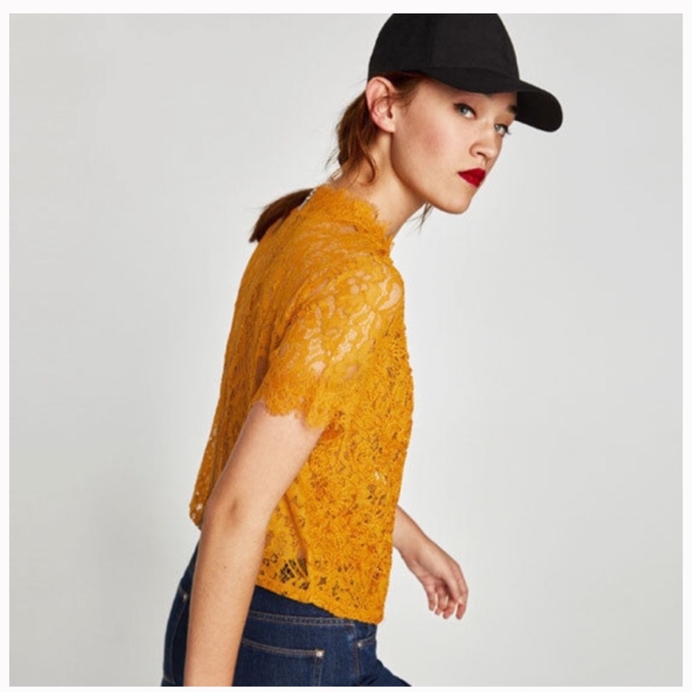 ✨ Gold Mustard Embroidered Rope and Lace Top 🔥